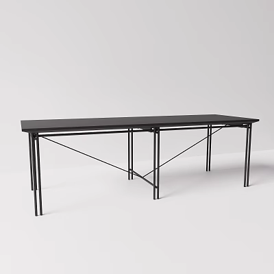 Modern Black Office Desk With Sturdy Metal Frame And Smooth Surface For Workspace 3d model