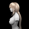 Game and Movie Character 3D Model Blonde Short Hair Faceless Upper Body Black Background