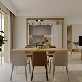 Modern Living and Dining Room Interior Design With Sofa Coffee Table Pendant Light And Decorative Painting