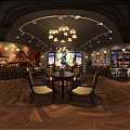 Cozy Café Interior With Brick Wall Bar Counter Bar Stools And Coffee Posters