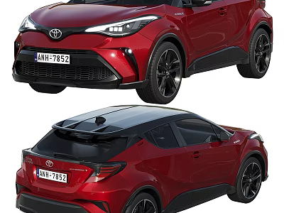 Red Toyota SUV with LED Headlights Black Wheels Sunroof and Modern Front Rear Design 3d model