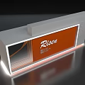 Modern Reception Desk With Orange Panel Risen Brand And LED Lighting 3d model