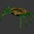 Detailed Mechanical Spider Robot With Metallic Legs And Yellow Brown Body