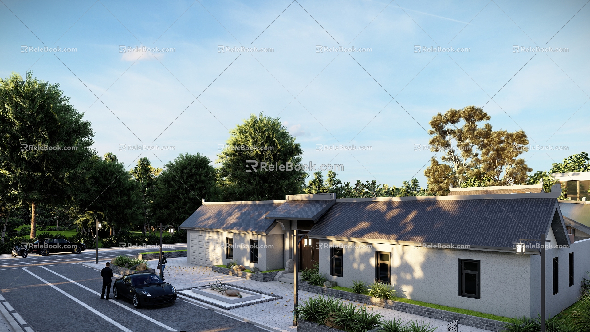 New Chinese-style Courtyard Courtyard Courtyard Architecture 3d model