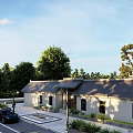 Traditional Ancient Building With Gray Roof White Walls And Green Trees Surroundings