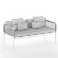 Modern Beige Sofa with Wooden Legs and Black Woven Armrests for Living Room Home Decor