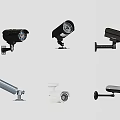 Projection Surveillance Cameras With Different Types And Installation Brackets Design 3d model