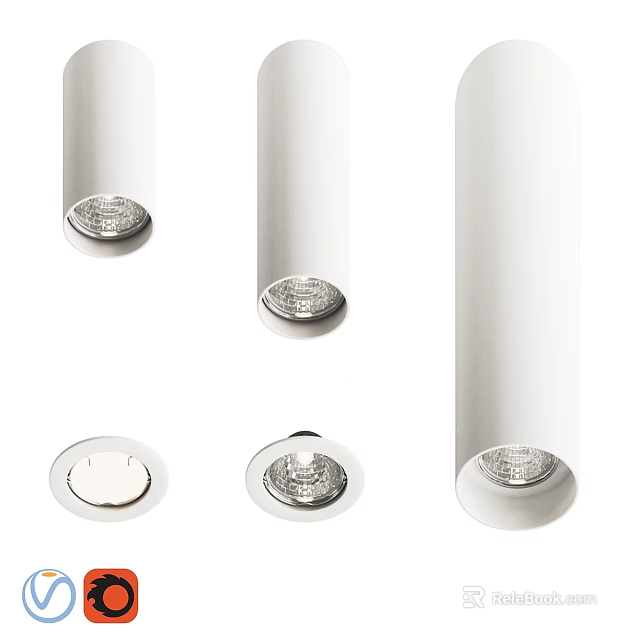Modern Recessed Downlights and Spotlights with White Housing for Interior Lighting 3d model 