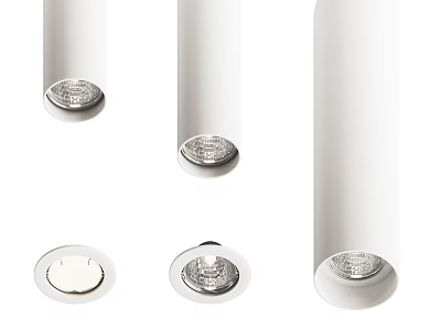 Modern Recessed Downlights and Spotlights with White Housing for Interior Lighting 3d model