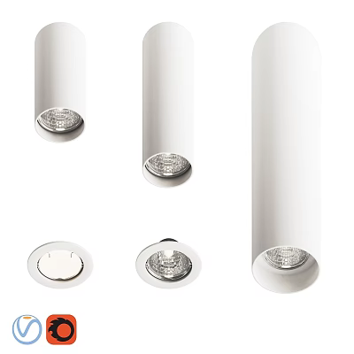 Modern Recessed Downlights and Spotlights with White Housing for Interior Lighting 3d model
