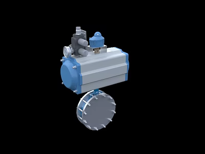 Industrial Pneumatic Valve Equipment With Pneumatic Actuator Flange Connection And Stainless Steel Body 3d model