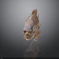 Mythical Fish Skeleton Creature With Anatomical Organs And Hair Like Scales