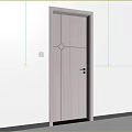 Light Colored Interior Swing Door With Simple Geometric Pattern And Black Handle