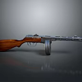 Vintage Submachine Gun With Wooden Grip And Drum Magazine Design