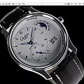 Elegant Automatic Wrist Watch With Silver Dial Blue Hands Moon Phase And Black Leather Strap