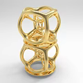 Golden Geometric Decorative Ornament Set With Hollow Out Stacked Structure Modern Style Shiny Metallic Design