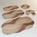 Multiple Shaped Area Rugs With Wave Pattern In Beige Brown Tones 3d model