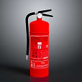 Red Fire Extinguisher With A B E Type Label And Safety Equipment