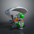 Green Character Driving Parachute Cart With White Gloves And Green White Wheels