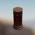 Elegant Wooden Pillar With Intricate Carved Patterns And Round Top Design