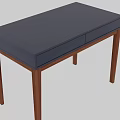 Modern Dressing Table With Dark Blue Top Two Drawers And Wooden Legs Design