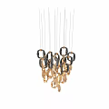 Stylish Modern Crystal Chandelier With Hanging Geometric Rings Illuminated For Contemporary Interior