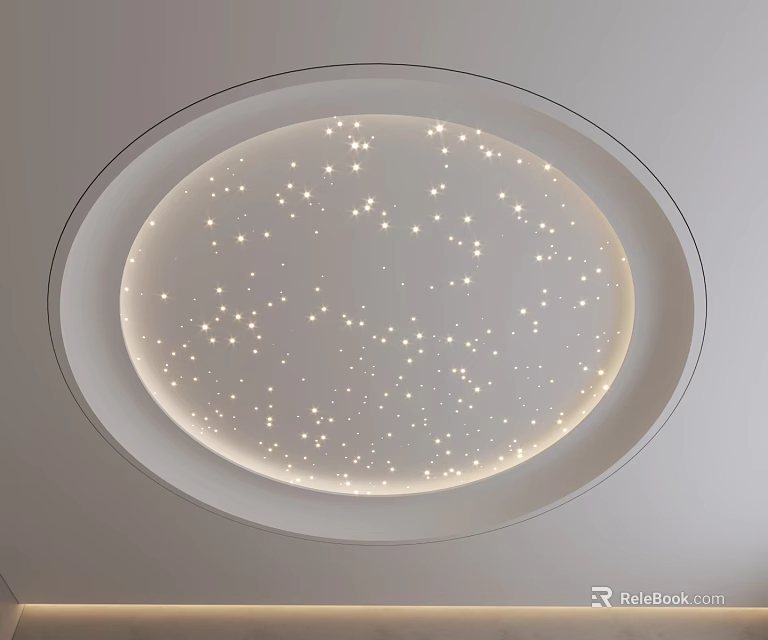Elegant Modern Circular Ceiling Design With Starry Lights For Interior Decor 3d model 