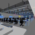 Modern Open Public Office Interior Design With Workstations Computers And Green Plants