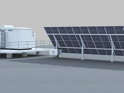 Industrial Solar Energy Equipment With Panel Arrays And Mounting Structures Outdoor 3d model