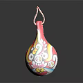 Colorful Handcrafted Decorative Bottle With Intricate Patterns Pink Body And Red String