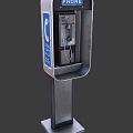 Public Telephone Booth With Metal Frame Telephone Handset And Local Call Sign