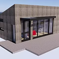 Modern Detached Villa Featuring Wooden Exterior And Large Glass Doors With Paved Entrance