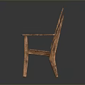 Handcrafted Rustic Wooden Stool With Armrests And Natural Wood Grain Design