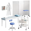 Medical Equipment Set for Clinic with Examination Table Privacy Screen Cart Stool and Lab Coat