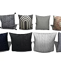 Assorted Decorative Throw Pillows With Geometric Patterns And Knitted Textures 3d model