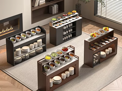 Modern Open Concept Kitchen Functional Table With Sleek Design And Storage Space 3d model