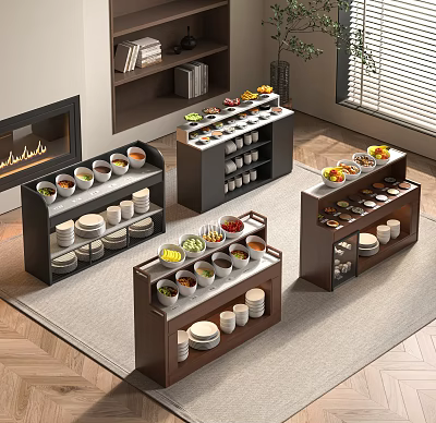Modern Open Concept Kitchen Functional Table With Sleek Design And Storage Space 3d model