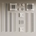 Various White Decorative Ventilation Grilles And Architectural Panels For Interior Design 3d model