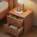 Modern Solid Wood Double Drawer Nightstand With Spacious Storage Space For Cozy Bedroom Furniture