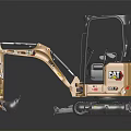 CAT Compact Mini Excavator With Tracked Chassis Transparent Cabin And Bucket 3d model