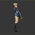 Game And Movie Character With Blonde Hair In Blue Sailor School Uniform Holding Backpack