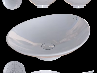 White Ceramic Above Counter Washbasin Display In Different Angles And Modern Design 3d model