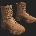 Brown Military Boots With Lace Up Closure Thick Soles And Perforated Design