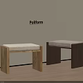 Modern Wooden Stools With Upholstered Seats Against Wall Poliform Brand On Wooden Floor