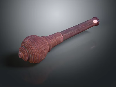 Wooden Household Item With Round Head Long Handle And Textured Surface 3d model
