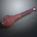 Wooden Household Item With Round Head Long Handle And Textured Surface