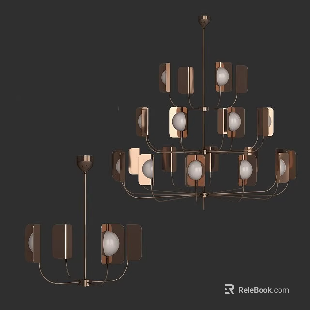 Modern Luxury Metal Chandelier With Round Bulbs And Multi Layer Design 3d model