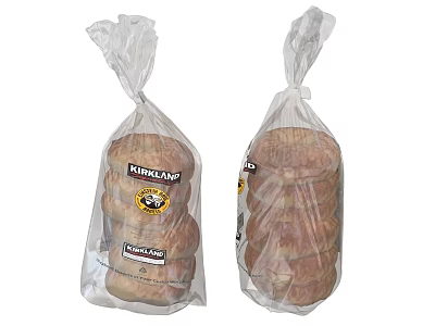 King’s Hawaiian Sweet Round Bread Rolls Packaged In Clear Plastic Bags 3d model