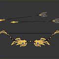 Medieval Fantasy Weapon Elaborate Bow Featuring Golden Accents Blue Gemstones And Arrows