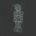 Game And Movie Character With Blue Armor Brown Hair And Robot Design
